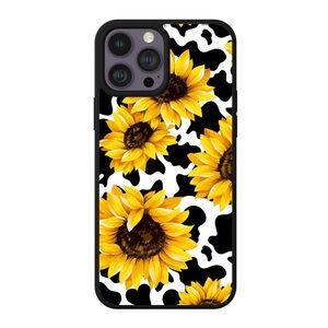 Sunflower and Cow Print Phone Case